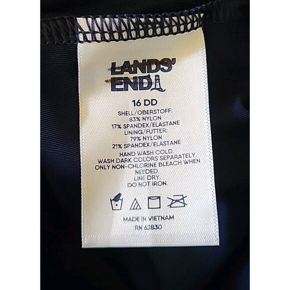 Lands' End Swim Top Navy 16 DD Reg Tankini LG Tummy Hiding Blouson Modest S606 - Picture 5 of 7